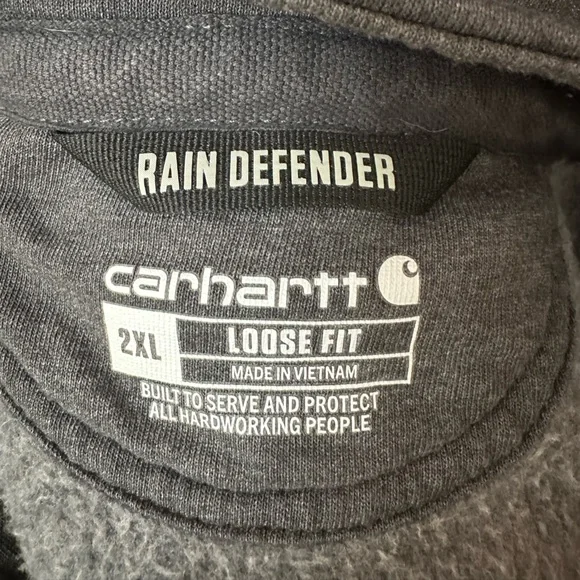 Carhartt Dark Gray Rain Defender Hoodie with Logo - Picture 7 of 12
